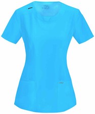 Cherokee Infinity Scrubs Women's Round Neck Top Shirt NWT Sz Medium Turquoise