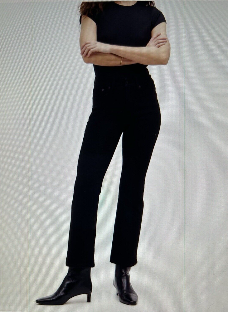 Madewell Womens Mid-Rise Ankle Length Kick Out Black Denim Jeans Size 28 Tall