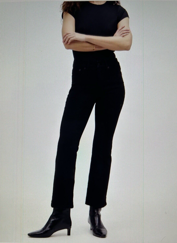 Madewell Womens Mid-Rise Ankle Length Kick Out Black Denim Jeans Size 28 Tall