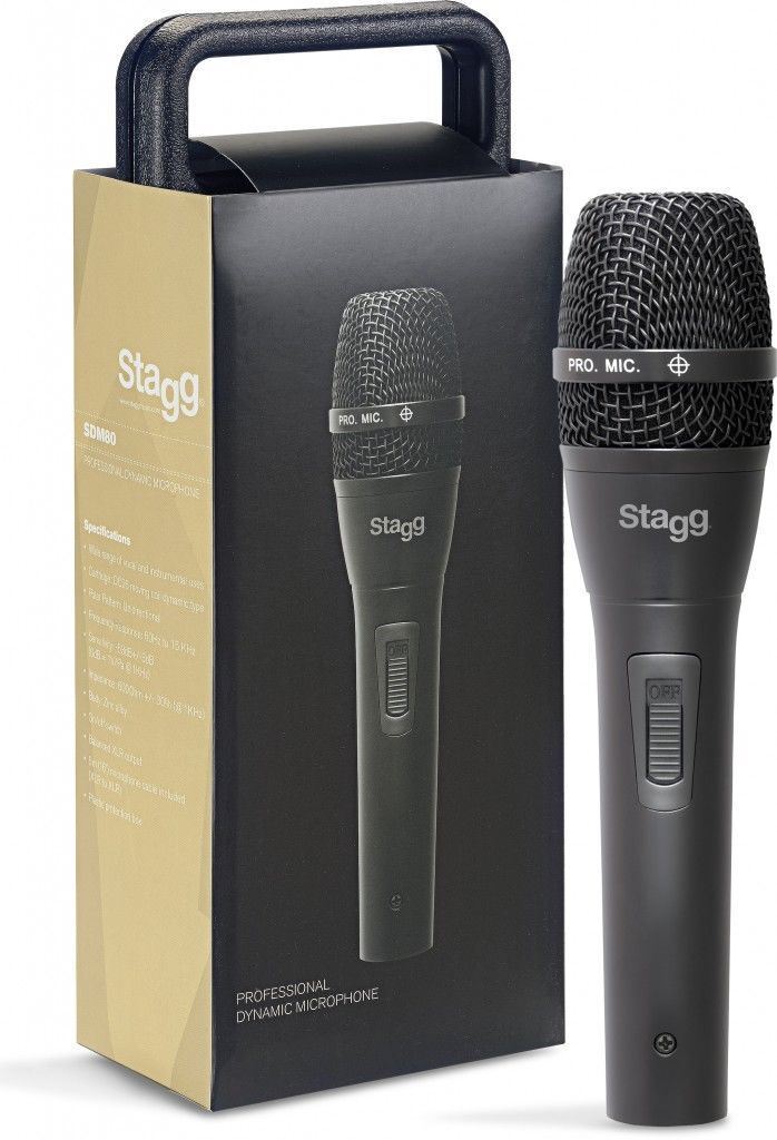 Портативный динамический кардиоидный микрофон Stagg SDM80 с защитным чехлом и кабелем