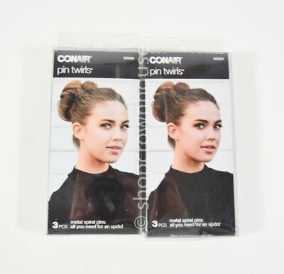 2 Pks CONAIR Pin Twirls - No Hairpins Needed - Metal Spiral Pins - 3 Per Pk = 9