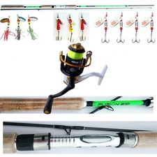 Canna Spinning+ Mulinello Kit Cucchiaini Pesca Bass Trota Lago Fiume Mare Esche