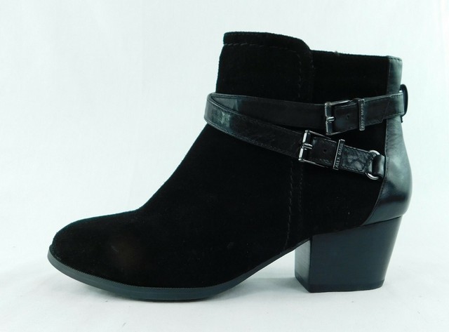 m&s black leather ankle boots