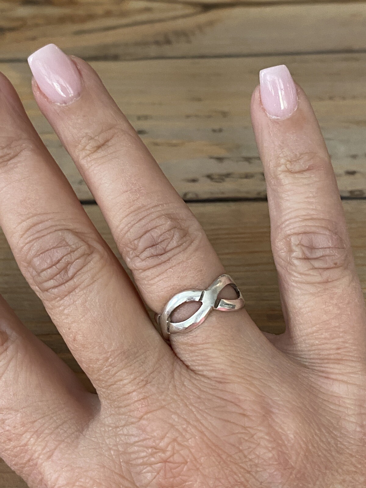 Solid Sterling Silver Infinity Ring Size 6.25, 10… - image 3
