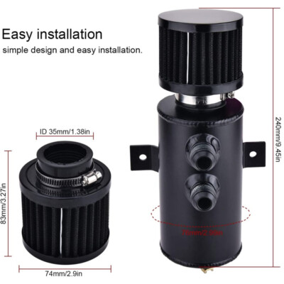 Black 4 Port Series Oil Catch Can Breather Tank for Honda Civic  