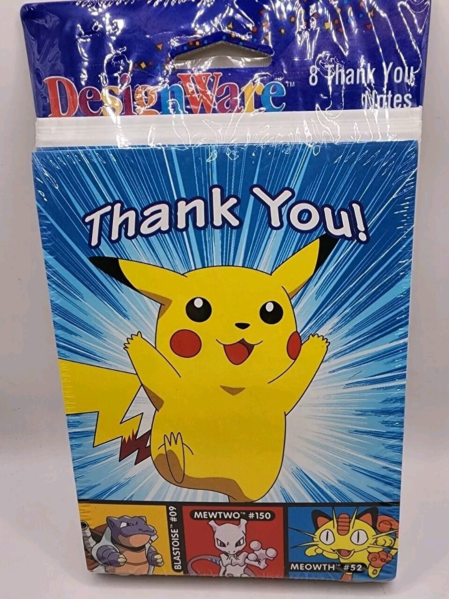 Pokemon Pikachu Thank You Note Cards 8 Cards Brand New Sealed Vtg Blank  Inside