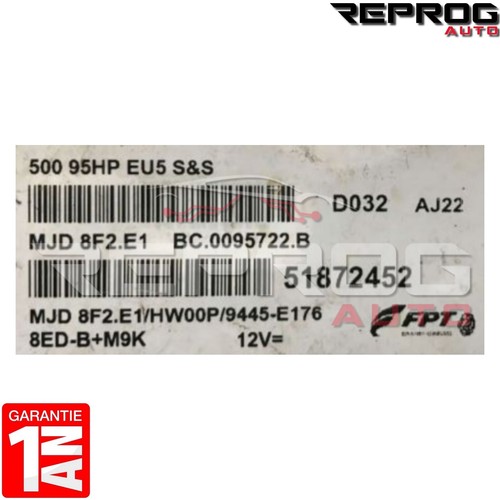 CALCULATEUR MOTEUR VIERGE FIAT 500 1.3 JTD MJD 8F2.E1 51872452 HW00P - Picture 2 of 2