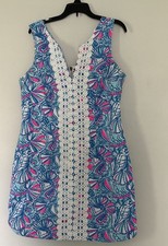 Lilly Pulitzer Shift Dress Size 10 My Fans Blue Pink Summer Lilly For Target