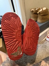 UGG Mens Red Suede Chukka Ankle Boots Lace-Up...