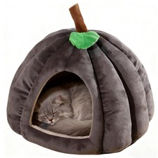 Cat Bed for Indoor Cats - Adorable Cozy Pumpkin Cat Cave with Removable Cushi...