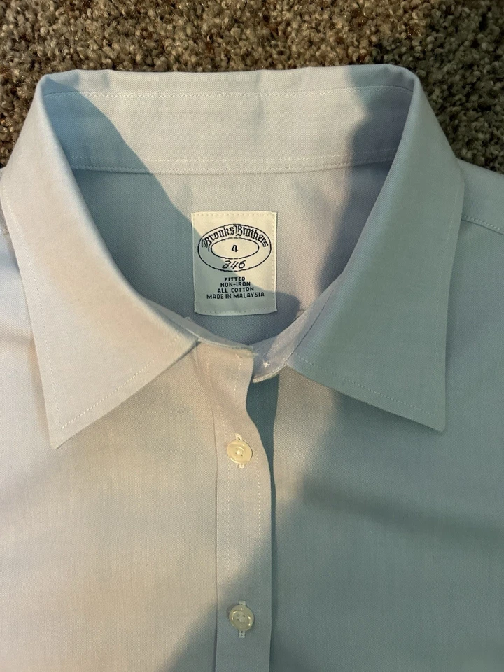 Brooks Brothers 346 Kids Boys Button Down Dress Shirt Blue Size 4 Large L! - Image 2 of 4