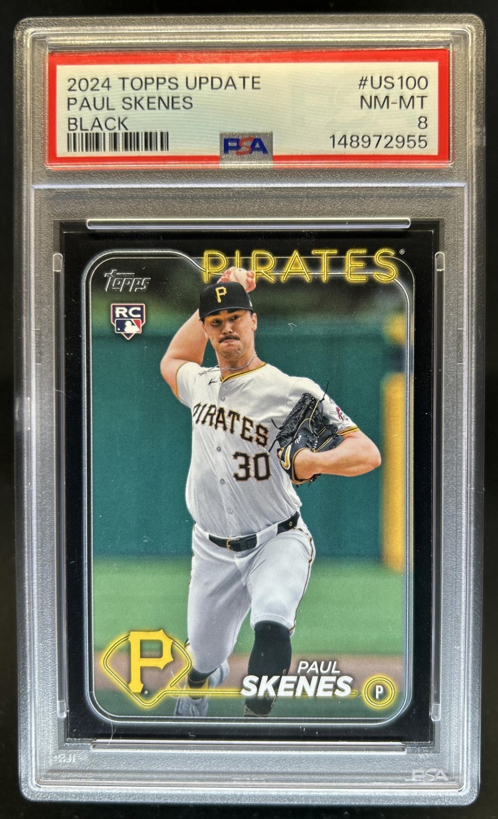 2024 Topps Update Paul Skenes Black Rookie RC #/74 Pirates PSA 8 view 1