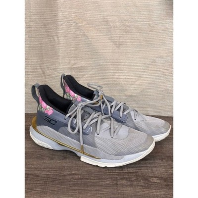 Under Armour Stephen Curry 7 Gray Floral Basketball Shoes Men's Size 10.5