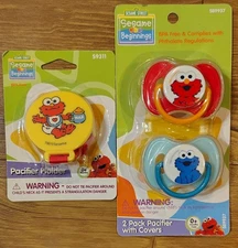 Sesame Street Beginnings Cookie Monster, Elmo Pacifier &  Elmo Holder Lot