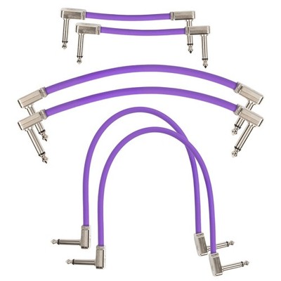 Multi-size 6-pack of Ernie Ball Purple Flex 1/4'' TS Low-Profile Patch Cables
