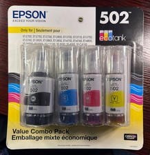 Epson 502 Ink Combo Pack for ECO-TANK ET-2850 3850 4850 OEM-4PK Exp 06/2027 NEW