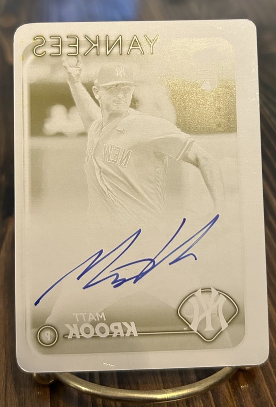 2024 Topps Chrome Matt Krook RC Auto Yellow Printing Plate 1/1 New York Yankees