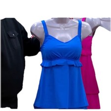 Denim  Co. Beach Ruffled Layers Tankini with Shorts Blue-Reg 10 A473693