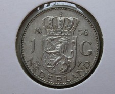* 1956 SILVER  1  GULDEN NETHERLANDS LIGHTLY CIRCULATED NICE WORLD COIN  #YHL47