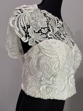 David’s Bridal DB Studio Lace Cap Sleeve Crop Top Off White Size 8 NWOT