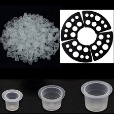 300pcs Tattoo Ink Cups Mixed with 4 Caps Holders,New Star Large, Transparent 