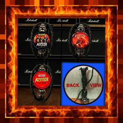 ACCEPT ROCK BAND  BLIND RAGE THREE PUNK LEATHER BRACELETS