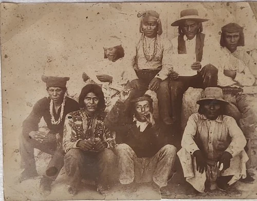 1901 Adam Clark Vroman Original Hopi Zia Pueblo Men of Sichimovi Gelatin Photo