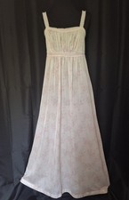 Vtg 70s Rose Print Lace Trim Nightgown empire waist semi sheer Komar M