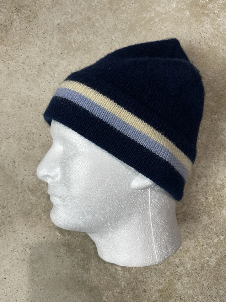 Gorro de invierno vintage años 50 60 tejido a rayas lana esquí sombrero adulto azul marino para hombre’s Foto 2 de 4
