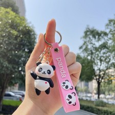 Cute Panda Cartoon Keychain Kawaii Animal Pendant Keyring Car Key Accessories
