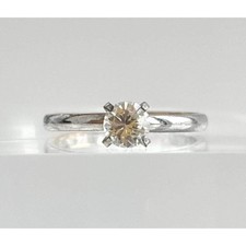 Solitaire Round Cut Cubic Zirconia 925 Sterling Silver Vintage Ring - sz 6