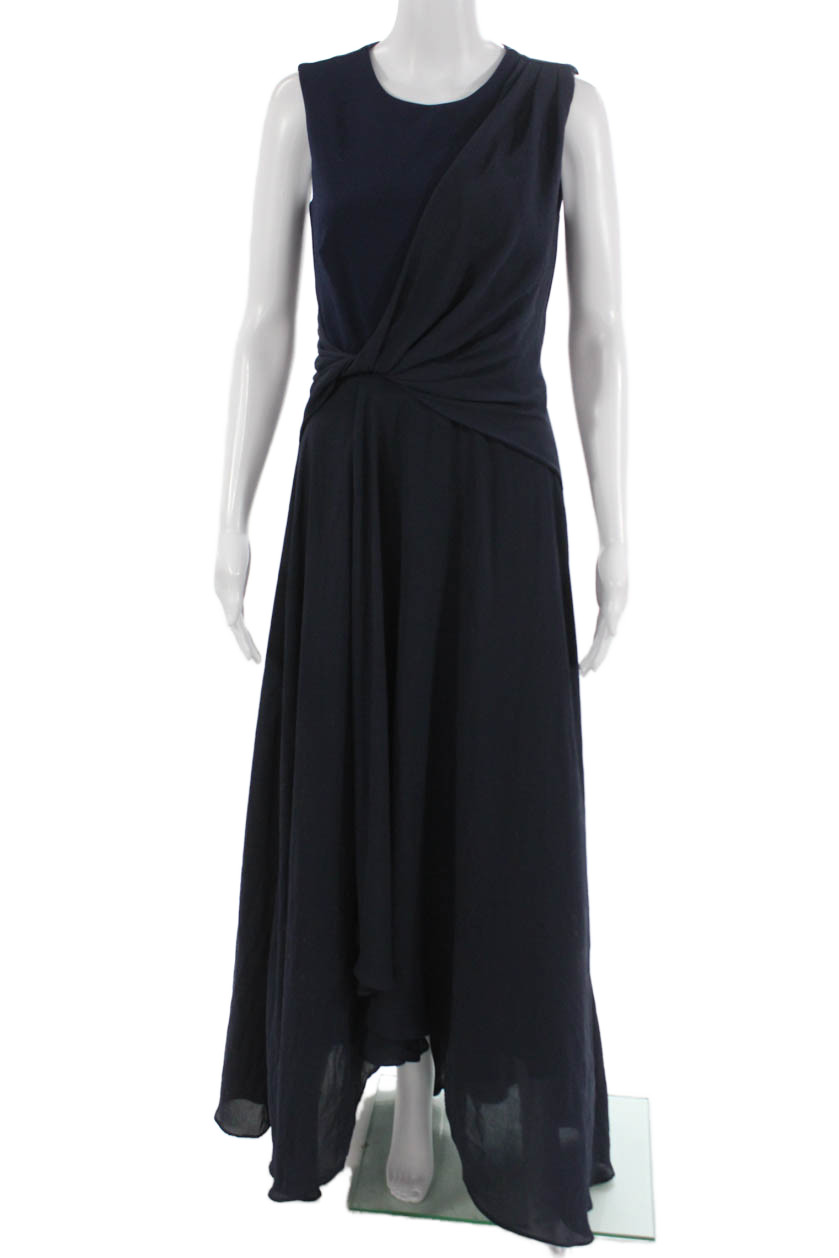 DKNY Women Maxi Dress Dark Blue Sleeveless Round Neck Zip Size 2Free Shipping in US $100+ Orders | $6.95 Orders Below