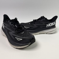 Hoka One One Clifton 9 Shoes Womens Size 7.5B Black Running 1127896 BWHT