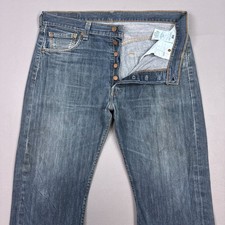 Levis 501 Jeans Mens 36x32 Blue Button Fly Denim Pants Faded Distressed Dark
