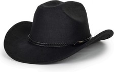 Western Cowboy Hat for Men Women Classic Fedora Hat with Buckle Belt