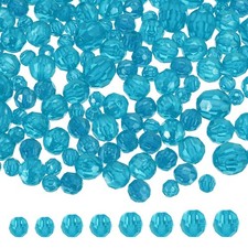 850 Pcs Acrylic Round Faceted Beads 6mm 8mm 10mm 12mm Loose Bead, Deep Lake Blue