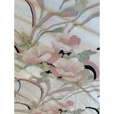 Vintage 80s Springs Art Deco Floral Double Sheet Set Flat Fitted 2 PC Pink White