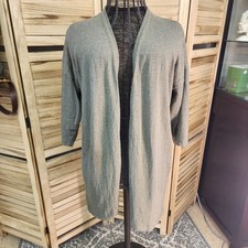 J. JILL Pure Jill Women's Green Open Front Knit Linen Blend Cardigan Sz L Large