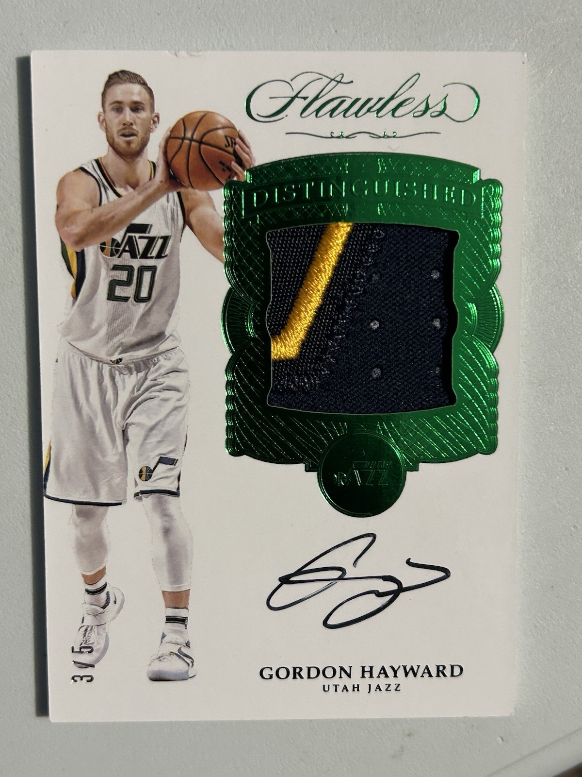 2016-17 Flawless GORDON HAYWARD Emerald Patch Auto /5 Jazz #DP-GH view 1