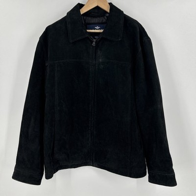 Vintage Dockers Leather Bomber Jacket Mens Size L Suede Black Full Zip Y2K