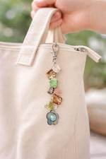 Purse Accessories Key Chain Charms Sea Shell Colored Flower 6" Handmade Gift