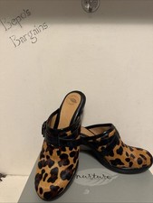 NEW IN BOX Nurture Calf Hair Zeta Cowgirl Clogs/Mules Size 8.5 Leopard Print