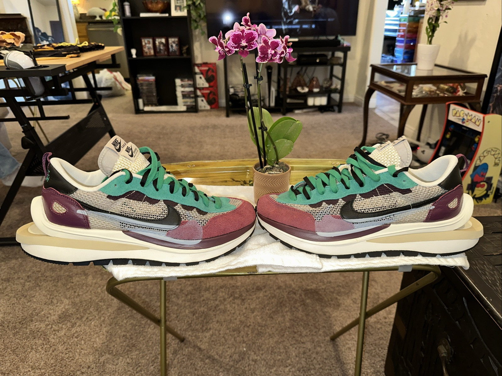 SACAI X NIKE Taglia 11 Nike Sacai x VaporWaffle SP Villain Red DD3035 200 forma eccellente PULITO