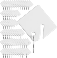 60PCS Key Tags White Plastic Hanging Tags with Metal Snap Hooks for Slotted Key 