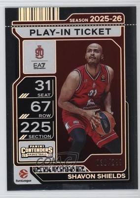 2025-26 Panini Contenders EuroLeague Play-In Ticket /299 Shavon Shields #48 v3r