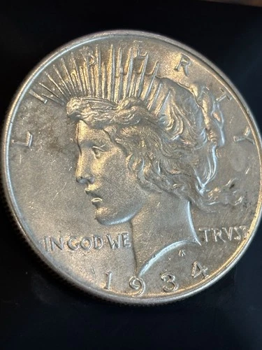 1934 Peace Silver Dollar AU Slider Nice Detail Better Eye Appeal