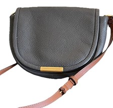 Marc Jacobs Grey Pebbled Leather Softy Saddle Crescent Crossbody Bag Purse EUC