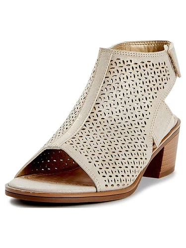 Wonder Nation Little Taupe Fashion Casual Perforated Shootie Heeled Booties 13 - Picture 1 of 3