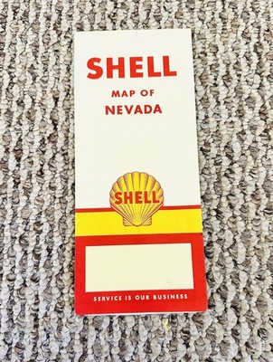 1956 Vintage Shell Gas Station Road Map: Nevada
