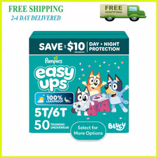 Pampers Easy Ups Bluey Potty Training Pants Size 7 5T-6T 50 Count Soft Fit New